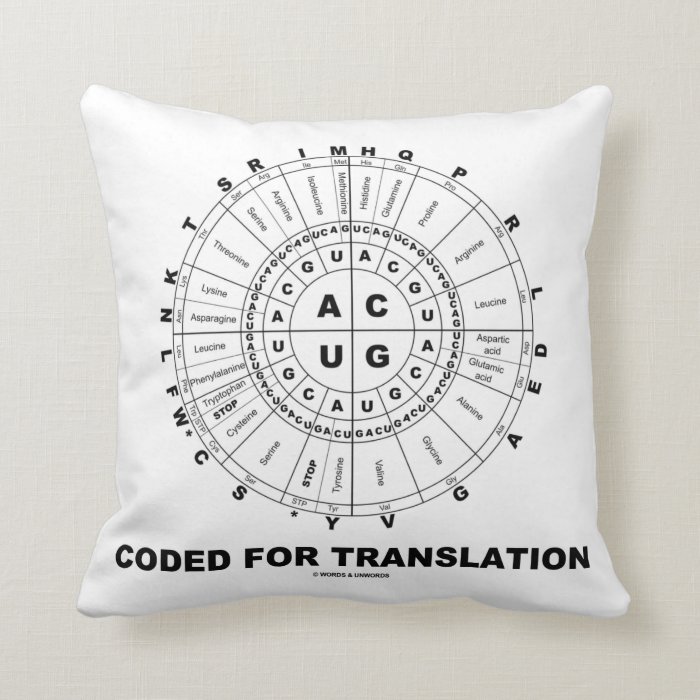 Coded For Translation (RNA Codon Wheel) Throw Pillows