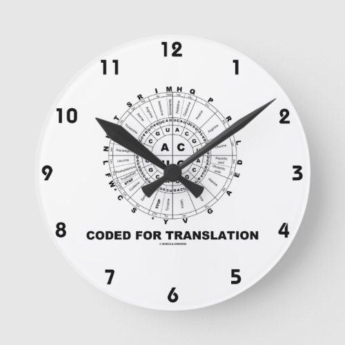 Coded For Translation RNA Codon Wheel Round Clock