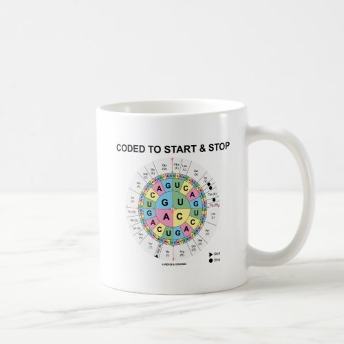 Coded To Start And Stop Codon Wheel Biology Humor Coffee Mug