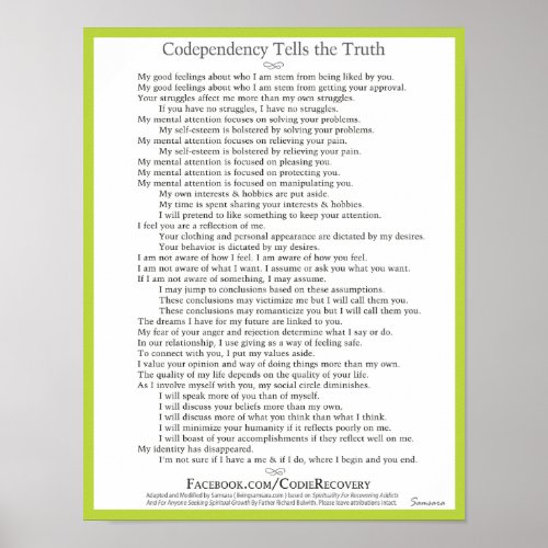 Codependency Tells the Truth Poster