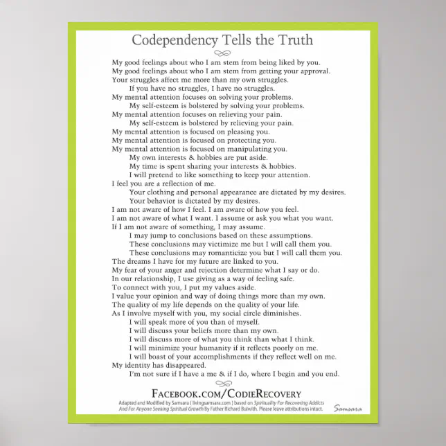 Codependency Tells the Truth Poster | Zazzle