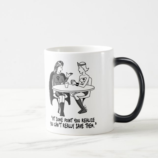 Codependent Superheroines Morphing Mug (Right)