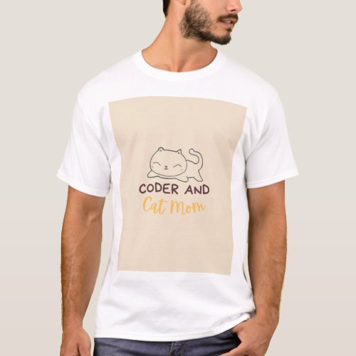 Coder and Cat mom CodingCoder software engineer de T_Shirt