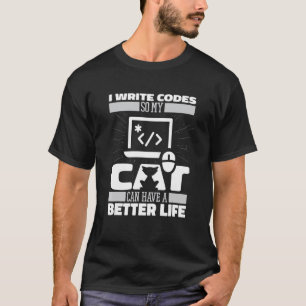 Coder Cat Software Engineer Developer Coding Pro T-Shirt