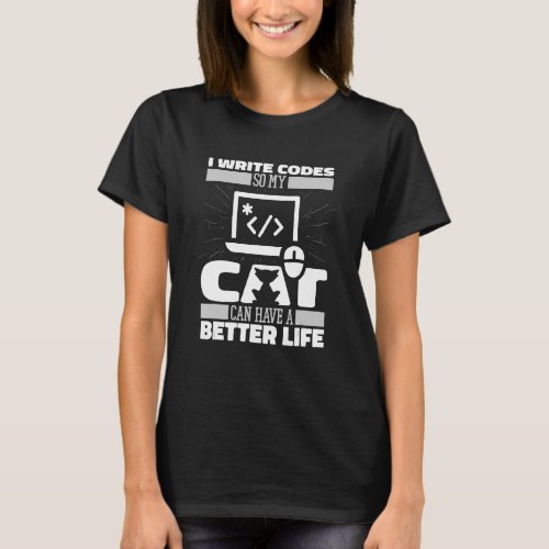 Coder Cat Software Engineer Developer Coding   Pro T_Shirt