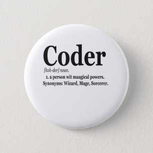 Coder Definition Funny Cute Computer Nerd Gift Button