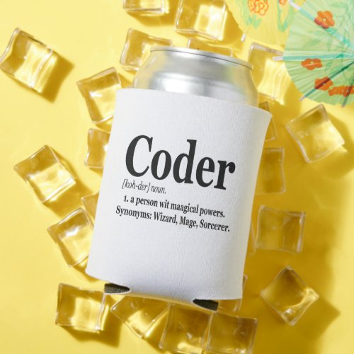 Coder Definition Funny Cute Computer Nerd Gift Can Cooler