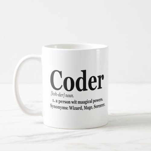 Coder Definition Funny Cute Computer Nerd Gift  Coffee Mug
