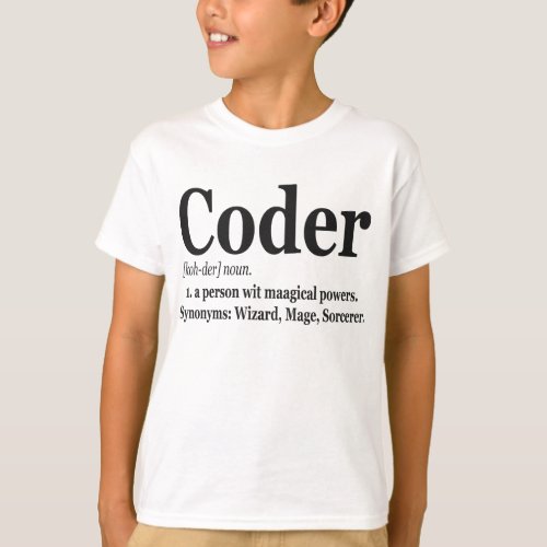 Coder Definition Funny Cute Computer Nerd Gift T_Shirt