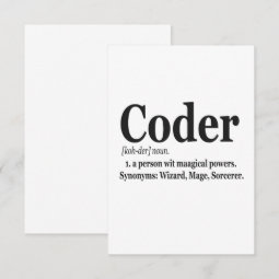 Coder Definition Funny Cute Computer Nerd Gift Thank You Card | Zazzle