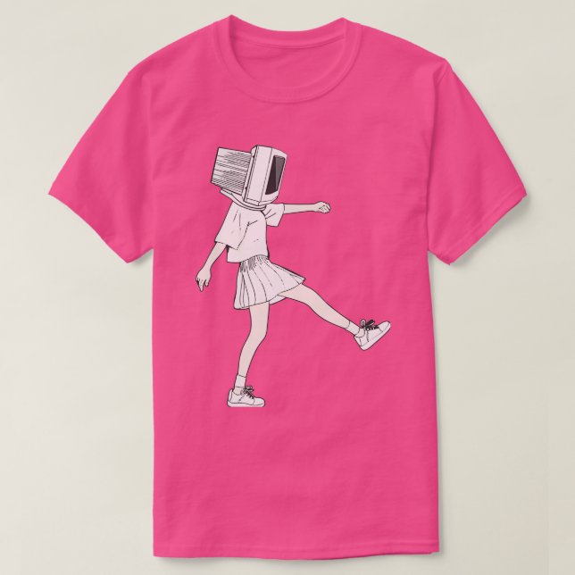 Coder girl computer head  T-Shirt (Design Front)