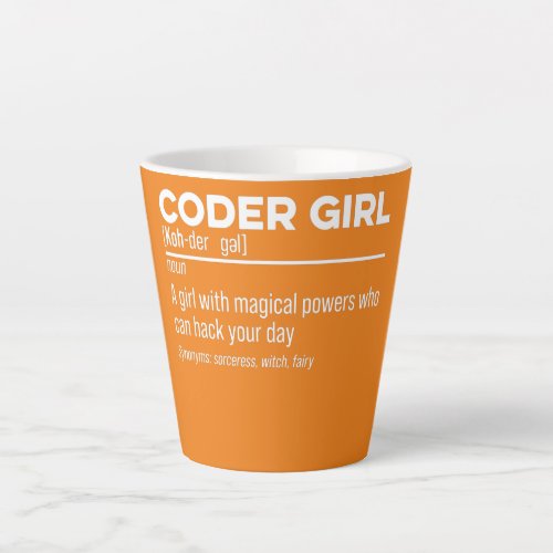Coder Girl Definition Noun Software Developer Latte Mug