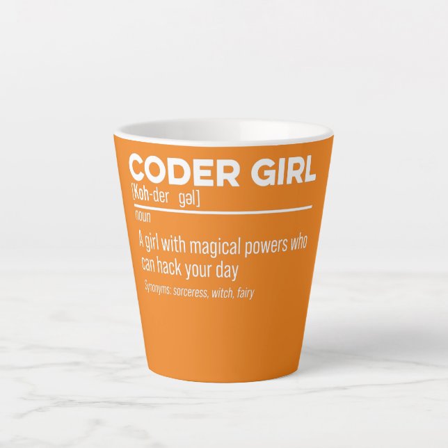 Coder Girl Definition Noun Software Developer Latte Mug (Front)