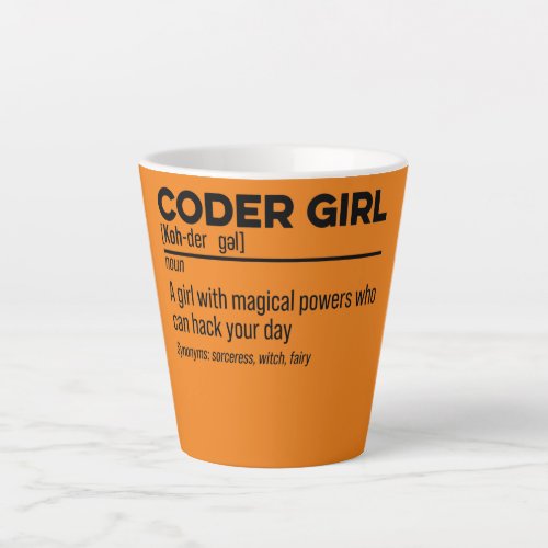 Coder Girl Definition Noun Software Developer Latte Mug