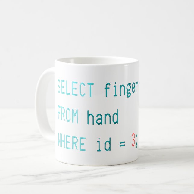 CODER MIDDLE FINGER - SELECT FINGER FROM HAND COFFEE MUG (Front Left)