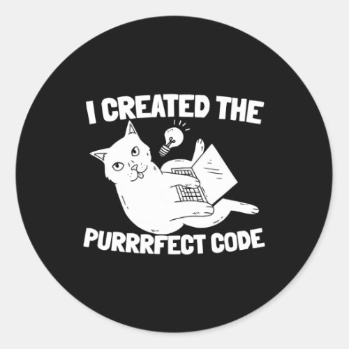 Coder Software Engineer Coding Programming Cat Pro Classic Round Sticker