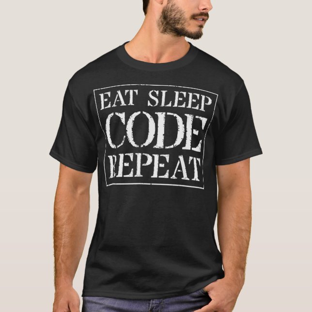 Coder T  Gift Eat Sleep Code Repeat For Programmer T-Shirt (Front)