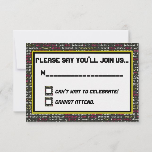 Coder's Party RSVP Card (Front)