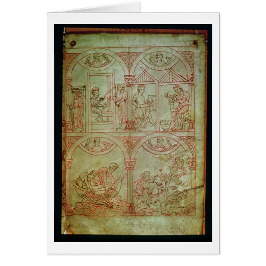 Codex 507 fol.2r Weaver, Shoemaker, Fishermen and (Front)