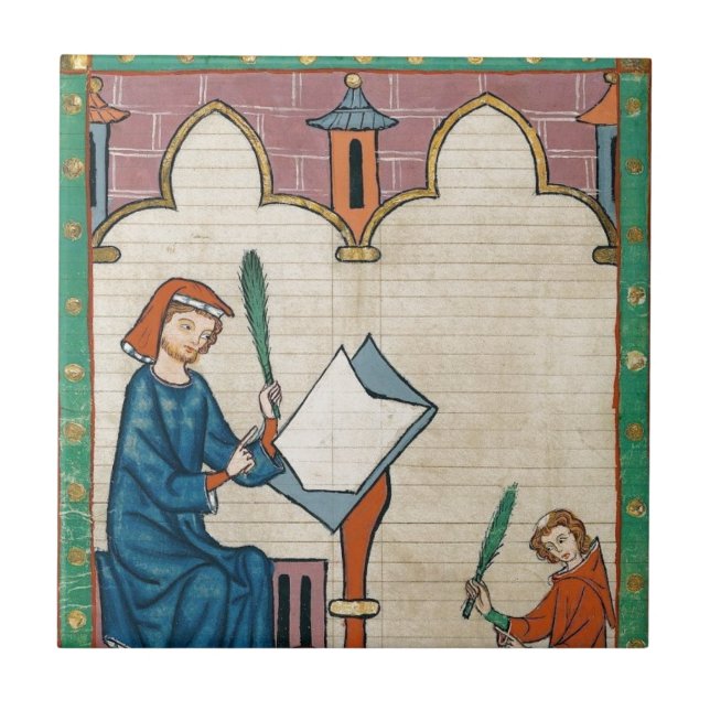 Codex Manesse, 1300s Ceramic Tile (Front)