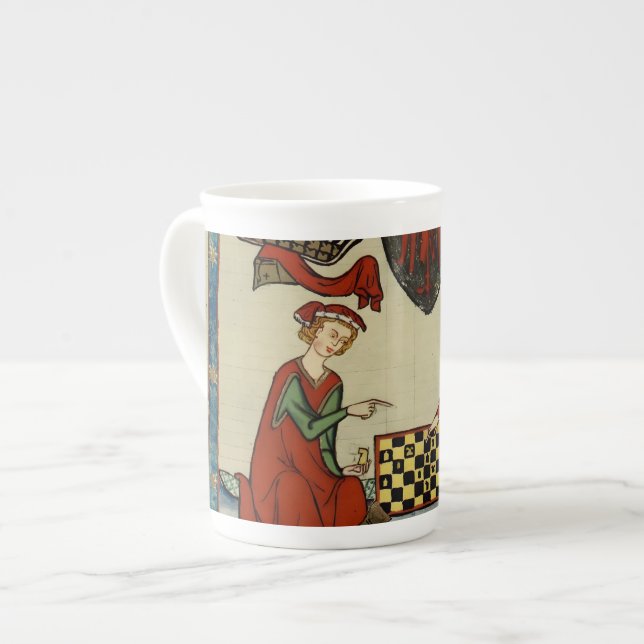 Codex Manesse Medieval Chess Players Bone Chin Mug (Front Left)