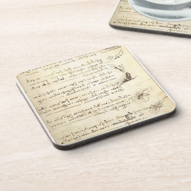 Codex on the flight of birds by Leonardo da Vinci Beverage Coaster (Left Side)