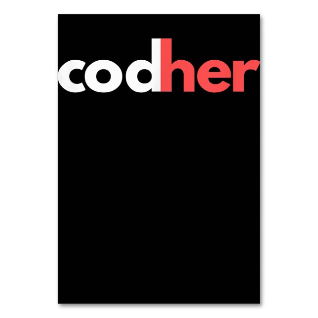 Codher Girl Programmer Women Stem Engineer Lovers Table Number (Front)