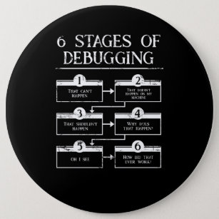 Coding 6 Stages Of Debugging Computer Programming Button