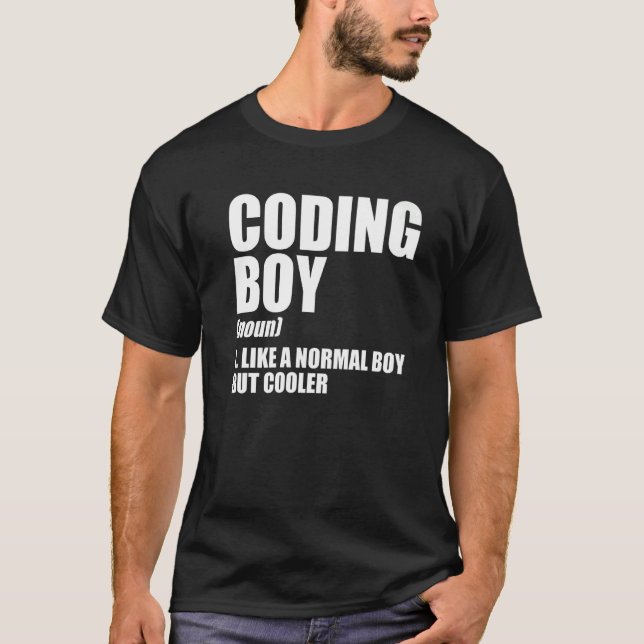 Coding Boy Definition Noun Software Developer Prog T-Shirt (Front)
