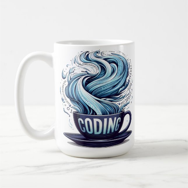 Coding Coffee Cup Binary Stream (Left)