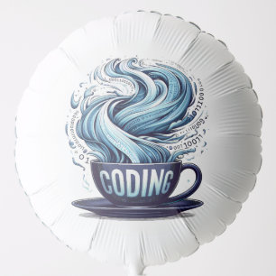 Coding Coffee Cup Binary Stream Balloon