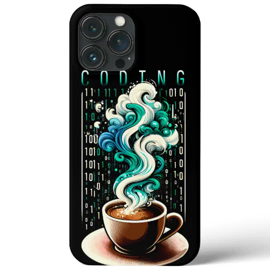 Coding &amp; Coffee: Tech Enthusiast's Dream Art iPhone 13 Pro Max Case