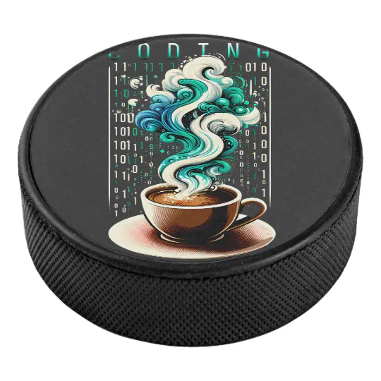 Coding &amp; Coffee: Tech Enthusiast's Dream Art Hockey Puck