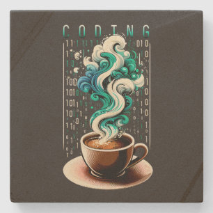 Coding & Coffee: Tech Enthusiast's Dream Art Stone Coaster