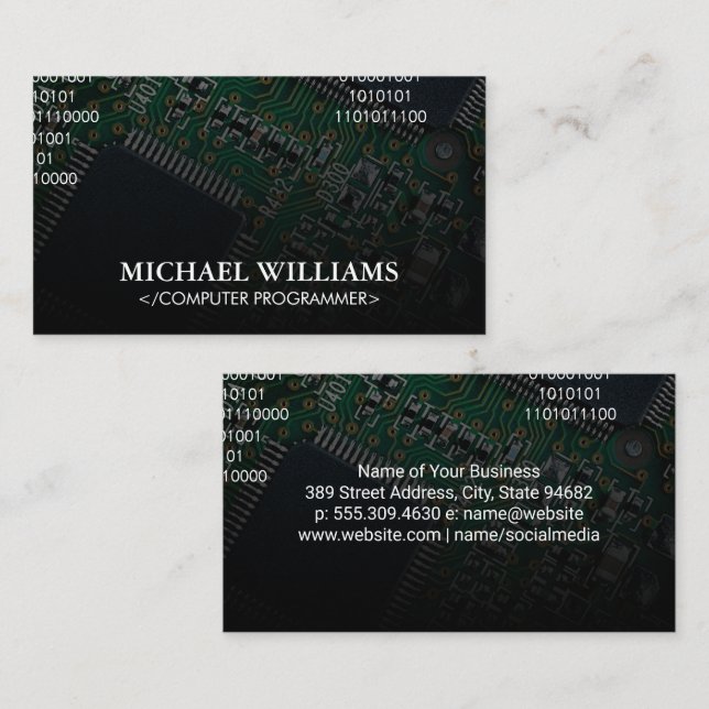 Coding | Computer Microchip Processor Business Card (Front/Back)