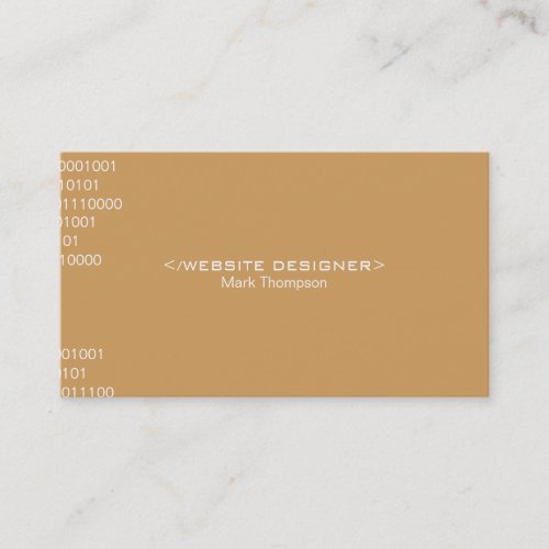 Coding Deep Tan Background Business Card