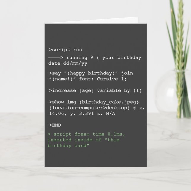 Coding Funny Humorous Birthday/Greeting Card (Front)