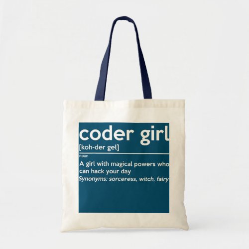 Coding Girl Definition Noun Software Developer Tote Bag