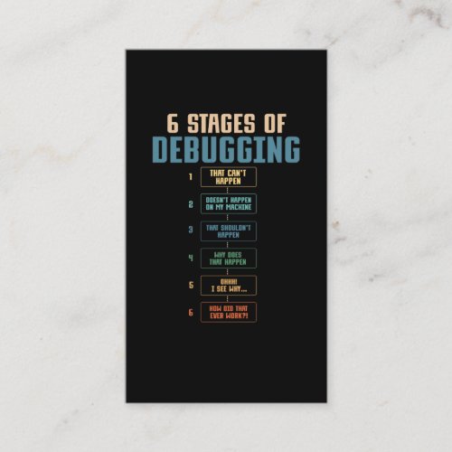 Coding Humor Debugging Programming Bug Coder Business Card