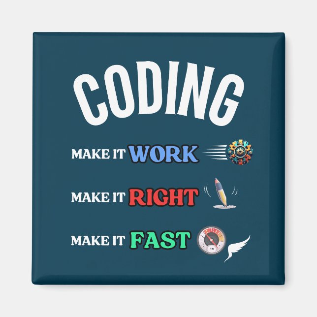 Coding Make it work make it right make it fast Magnet (Front)