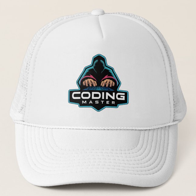 Coding Master Cyber Hacker Tech Trucker Hat (Front)