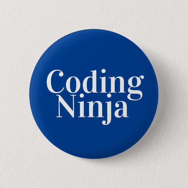 Coding Ninja Blue White  Button (Front)