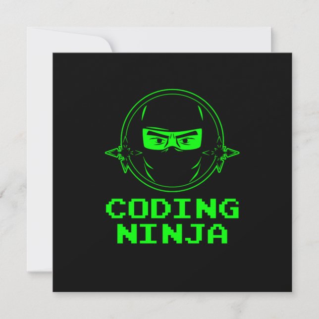 Coding Ninja Coder Programmer Developer Programmin Invitation (Front)