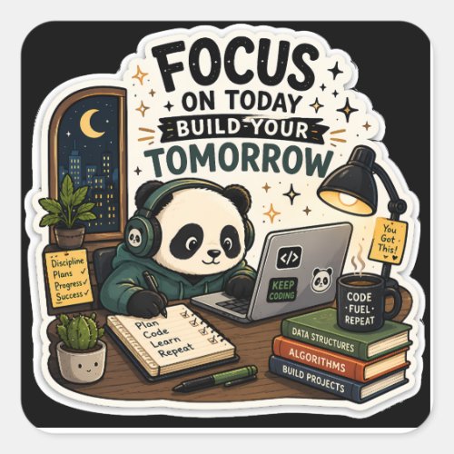 Coding Panda Sticker | Focus on Today Build It