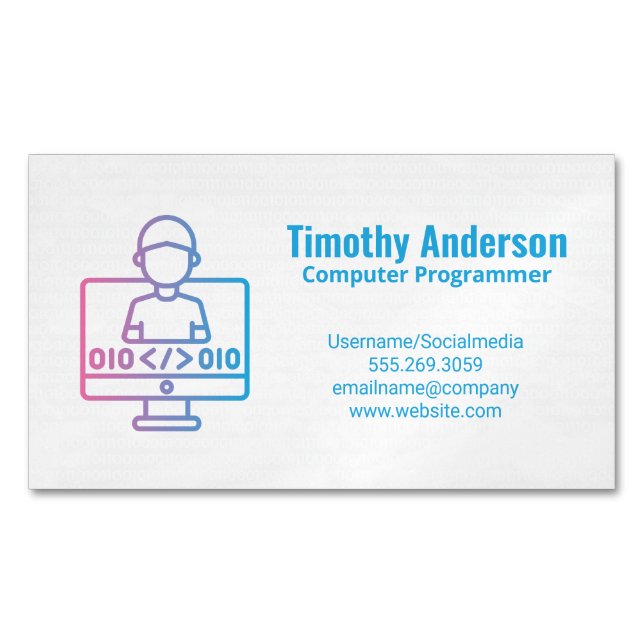 Coding | Software Engineer Business Card Magnet (Front)