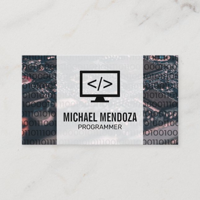 Coding Zeros and Ones | CPU Circuit Board Business Card (Front)