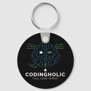 Codingholic Tech Brain Dark Programmer Keychain