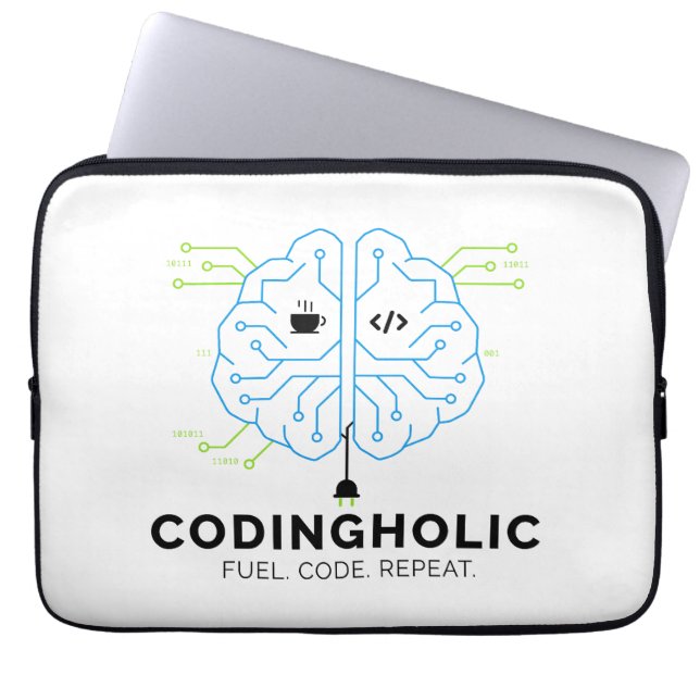 Codingholic Tech Brain Programmer | Developer Laptop Sleeve (Front)