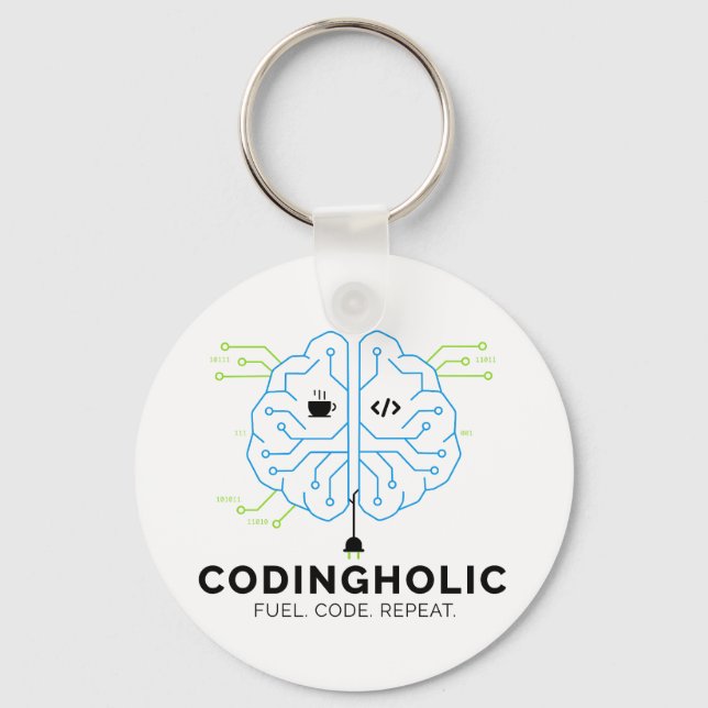 Codingholic Tech Brain Programmer  Keychain (Front)