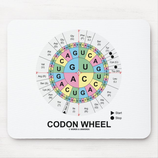 Codon Wheel (RNA Codons Amino Acids) Mouse Pad (Front)